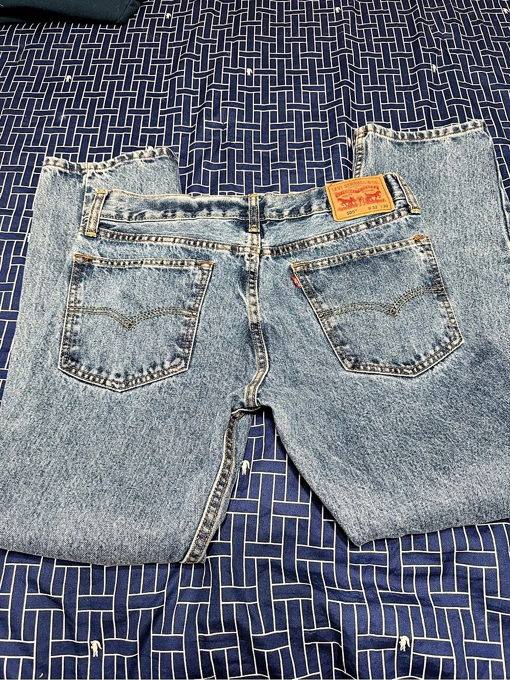Levi's 505 Regular Fit Jeans Regular Fit Straight Leg Jeans Waist 32 Blue